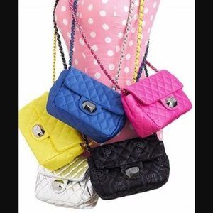 PINK Victoria's Secret Quilted Crossbody Bag Chain Strap Faux Leather Mini